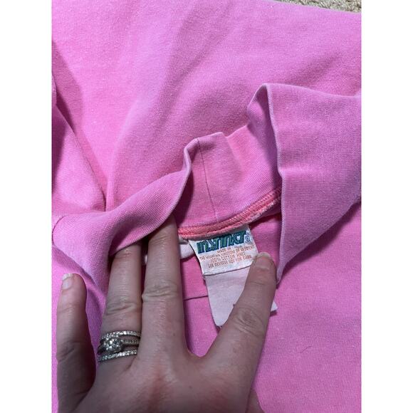 INSTINCT SURF Wear VTG 90s Pink Neon Mock Turtleneck T-Shirt Skate Skater L/XL - Picture 5 of 5